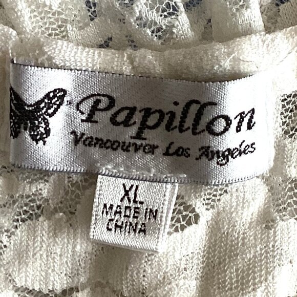 Papillon Womens White Lace Sheer Sleeveless Top High-Low Beach Swimsuit Cover-up - Picture 8 of 9